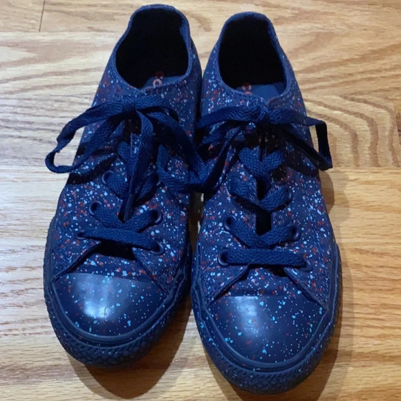 Converse Big Boy Size 1 Chuck Taylor Splatter Casual Sneaker Low Top‎ Paint Blue - Picture 1 of 8